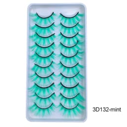 10Paris/Lot Rainbow Colorful Mink False Eyelashes White Bulk Red Purple Blue Colors Fake Lashes for Dolls Cosplay Makeup Cilias