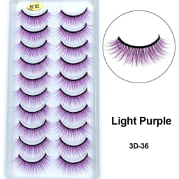 10Paris/Lot Rainbow Colorful Mink False Eyelashes White Bulk Red Purple Blue Colors Fake Lashes for Dolls Cosplay Makeup Cilias