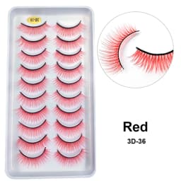 10Paris/Lot Rainbow Colorful Mink False Eyelashes White Bulk Red Purple Blue Colors Fake Lashes for Dolls Cosplay Makeup Cilias