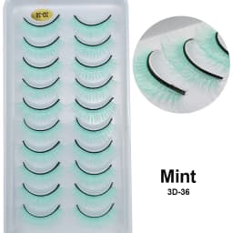 10Paris/Lot Rainbow Colorful Mink False Eyelashes White Bulk Red Purple Blue Colors Fake Lashes for Dolls Cosplay Makeup Cilias