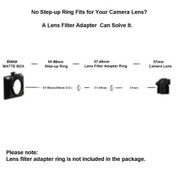 For 95mm Matte Box or 86mm Filter Matte Box Adapter Lens Filter Step Up Ring 46/49/52/55/58/62/67/72/77/82mm-86mm (95mm O.D)