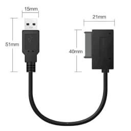 PzzPss USB 2.0 to Mini Sata II 7+6 13Pin Adapter Converter Cable For Laptop CD/DVD ROM Slimline Drive Converter HDD Caddy