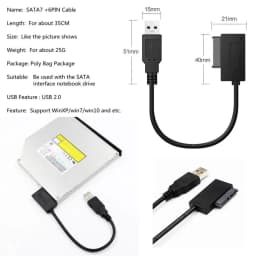 PzzPss USB 2.0 to Mini Sata II 7+6 13Pin Adapter Converter Cable For Laptop CD/DVD ROM Slimline Drive Converter HDD Caddy