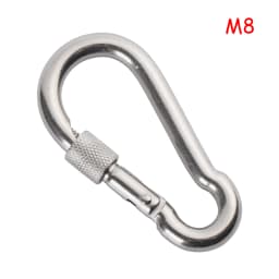 M4~M12 304 Silver Stainless Steel Lock Ring Safety Snap Hook Carabiner Spring Snap Quick Link Outdoor Climbing Gear Equipment