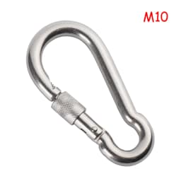 M4~M12 304 Silver Stainless Steel Lock Ring Safety Snap Hook Carabiner Spring Snap Quick Link Outdoor Climbing Gear Equipment