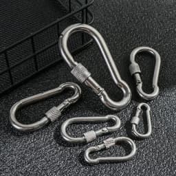 M4~M12 304 Silver Stainless Steel Lock Ring Safety Snap Hook Carabiner Spring Snap Quick Link Outdoor Climbing Gear Equipment