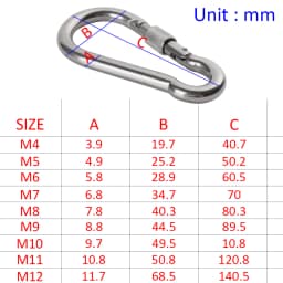 M4~M12 304 Silver Stainless Steel Lock Ring Safety Snap Hook Carabiner Spring Snap Quick Link Outdoor Climbing Gear Equipment