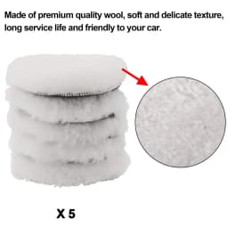 Wool Polishing Pad 3-7 Inches Soft Sheepskin Buffing Pads with Hook & Loop Back Wool Cutting Pad for Car Furniture Glass Auto