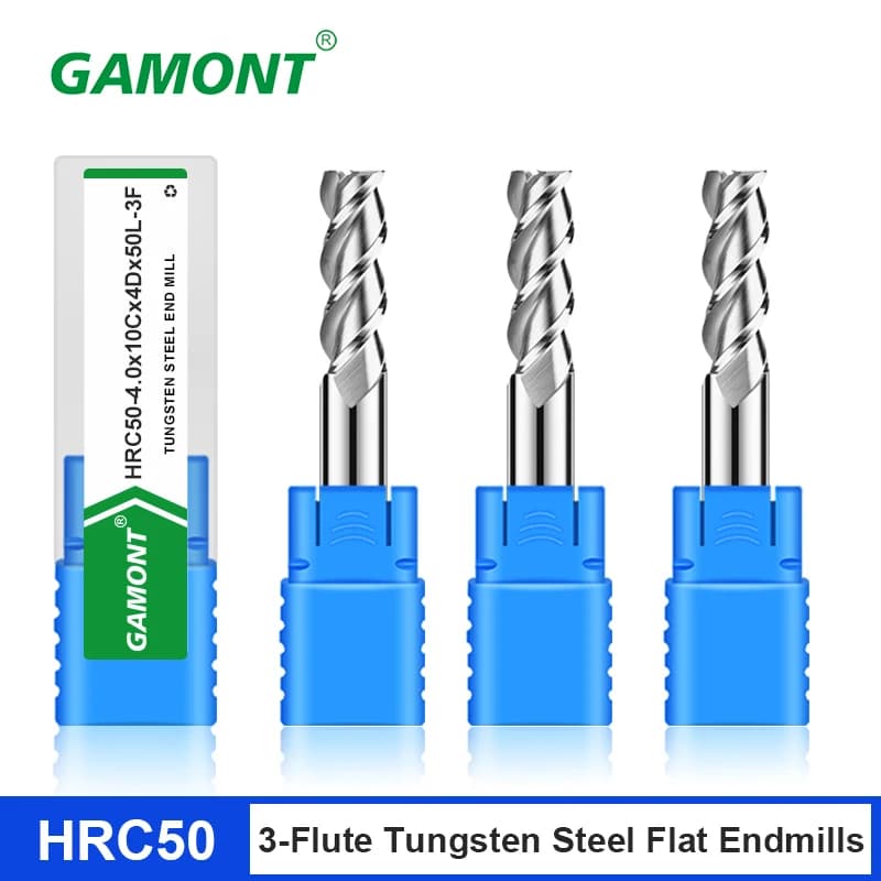 GAMONT HRC50 3-Flute Tungsten Steel Carbide Milling Cutter CNC Machinery Maching Specular High Lights Aluminium Special Endmill