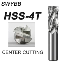 SWYBB Roughing End Mill HSS CNC Cutting Tool Milling Cutter High Speed Steel 3F 4 Teeth 6 8 10 12-32mm Metal Steel Aluminum Wood