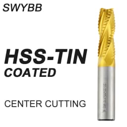 SWYBB Roughing End Mill HSS CNC Cutting Tool Milling Cutter High Speed Steel 3F 4 Teeth 6 8 10 12-32mm Metal Steel Aluminum Wood