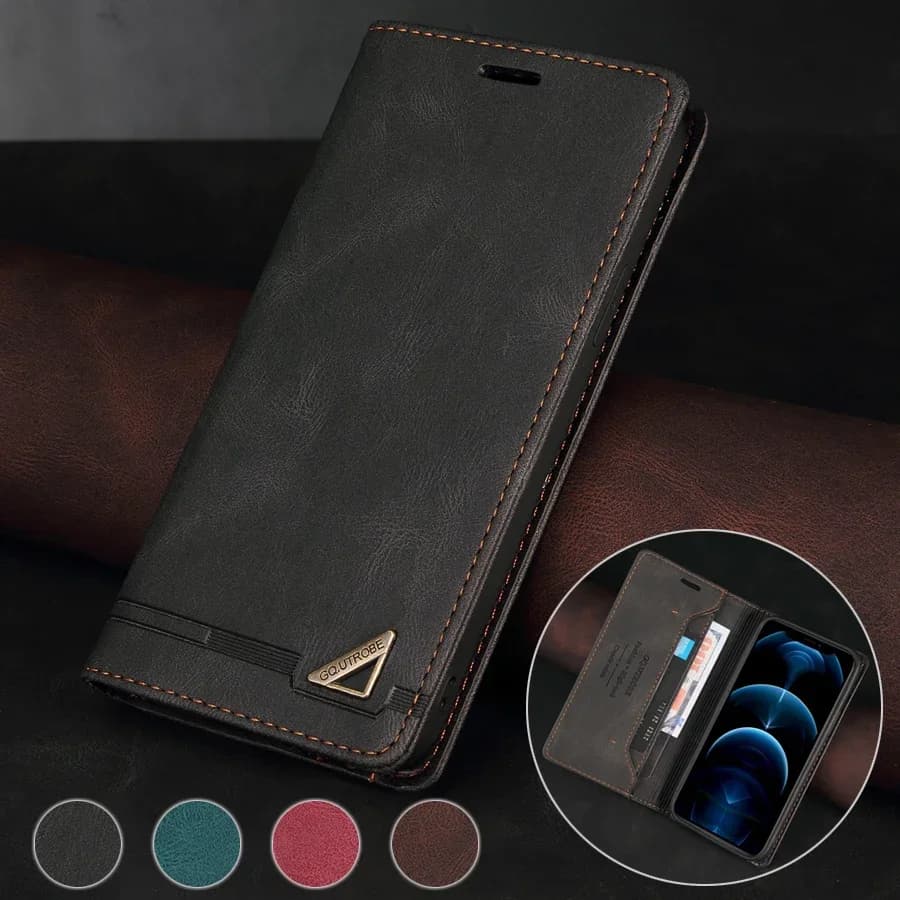 Wallet Anti Theft Brush Flip Leather Case For Samsung Galaxy S25 FE S24 Plus S23/S22 Ultra A07 A15 A16 A17 A35 A36 A53 A55 A56