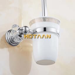 Luxury Crystal Silver Bathroom Accessories Set Chrome Polished Brass Bath Hardware Set Wall Mounted Bathroom Products Banheiro