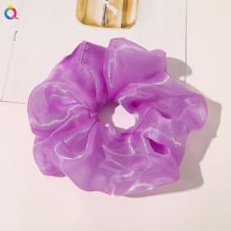 2022 Summer Organza Scrunchies Women Elastic Hair Band Korean Elegant Ponytail Holder Rubber Tie Band Hair Accessories Wholesale