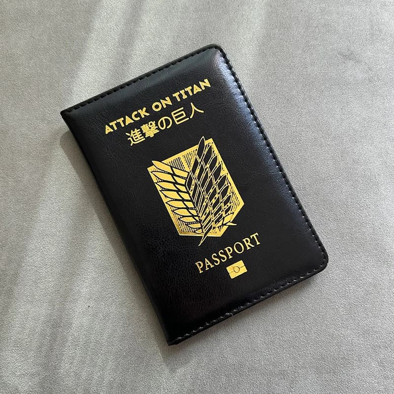Attack on Titan Passport Cover Anime Shingeki No Kyojin Travel Case for Passports Wings of Freedom