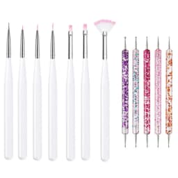 5/20Pcs Nail Art Brush Design Tip Painting Drawing Carving Dotting Pen FlatFan Liner Acrylic Gel UV Polish Manicure Tools
