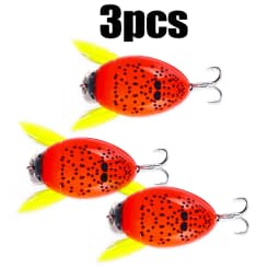 HENGJIA 1PCS 3.8cm 4g Artificial Ladybug Fishing Bait Cicada Beetle Insect Wobblers Fishing Lures Topwater For Bass Carp Fishing