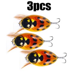 HENGJIA 1PCS 3.8cm 4g Artificial Ladybug Fishing Bait Cicada Beetle Insect Wobblers Fishing Lures Topwater For Bass Carp Fishing
