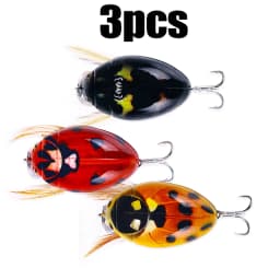 HENGJIA 1PCS 3.8cm 4g Artificial Ladybug Fishing Bait Cicada Beetle Insect Wobblers Fishing Lures Topwater For Bass Carp Fishing