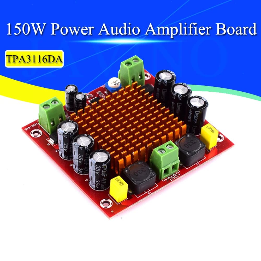 1/5/10Pcs Digital Amplifier Board TPA3116DA TPA3116 150W D2 Mono Channel Digital Power Audio Amplifier Board XH-M544 DC 12V 24V