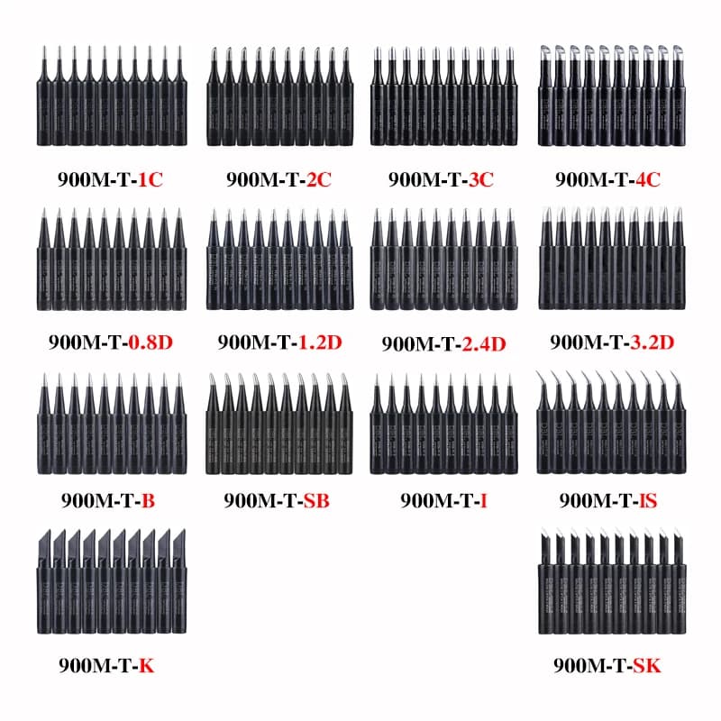 10PCS/Lot Lead-Free Soldering Iron Tip 900M-T-K/SK/I/IS/B/1C/2C/3C/4C/0.8D/1.2D/1.6D/2.4D/3.2D/SB For 936 937 Soldering Station