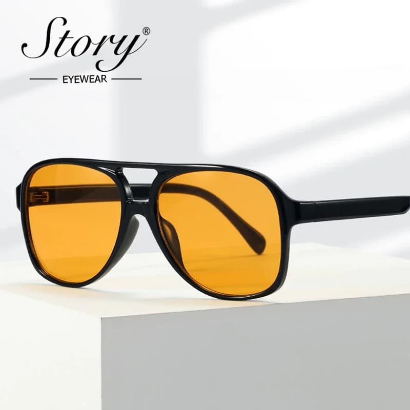 STORY Fashion Vintage Fashion Orange Pilot Sunglasses Women Men Brand Designer Retro Tortoise Aviation Sun Glasses UV400 S40032N