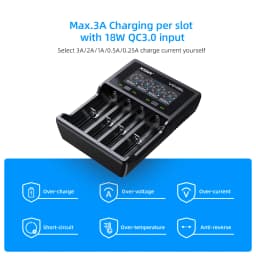 XTAR VC4SL 18650 Battery Charger USB C QC3.0 Fast Charge 1.2V Ni-MH AAA AA Batteries Rechargeable Li Ion 21700 Battery Charger