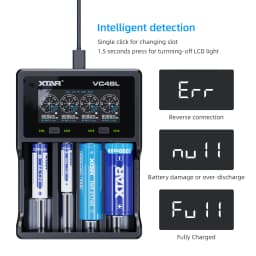 XTAR VC4SL 18650 Battery Charger USB C QC3.0 Fast Charge 1.2V Ni-MH AAA AA Batteries Rechargeable Li Ion 21700 Battery Charger