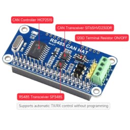 Raspberry Pi RS485 CAN HAT 3.3V MCP2515 SP3485 SPI Interface Allows Stable Long-Distance Communication for Pi 4B/3B+/3B/Zero