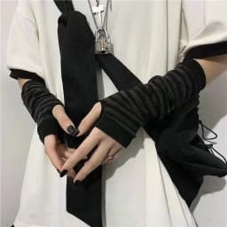 Anime Gloves Cosplay Darkly Ninja Mitten Oversleeve Man Women Fashion Sun Block Keep Warm Cuff Lolita Fingerless Arm Warmers