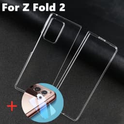 For Samsung Z Fold 2 Case with Camera Protector Glass Transparent Front Back Cover Hard Bumper on Galaxy Z Fold2 Full Protection