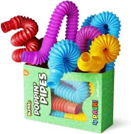4 Pack Mini Tube Sensory Fidget Toy Colorful Heavy-Duty for Construction Building Educational Toys for Stress Autism ADHD