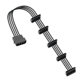 High Quality 1 Pcs Practical Durable PC Server 4 Pins IDE Molex 1 to 5 SATA Power Cable Adapter Splitter Cables 18AWG Black 40cm