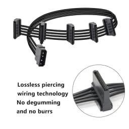 High Quality 1 Pcs Practical Durable PC Server 4 Pins IDE Molex 1 to 5 SATA Power Cable Adapter Splitter Cables 18AWG Black 40cm