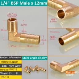 Pagoda Connector 6 8 10 12 13 14 16mm Hose Barb Connector Tail Thread 1/8 1/4 3/8 1/2 3/4 1BSP Thread Brass Pipe Fittings Elbow