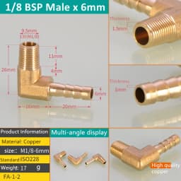 Pagoda Connector 6 8 10 12 13 14 16mm Hose Barb Connector Tail Thread 1/8 1/4 3/8 1/2 3/4 1BSP Thread Brass Pipe Fittings Elbow