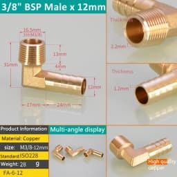 Pagoda Connector 6 8 10 12 13 14 16mm Hose Barb Connector Tail Thread 1/8 1/4 3/8 1/2 3/4 1BSP Thread Brass Pipe Fittings Elbow
