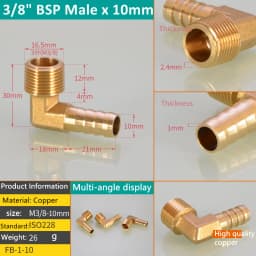 Pagoda Connector 6 8 10 12 13 14 16mm Hose Barb Connector Tail Thread 1/8 1/4 3/8 1/2 3/4 1BSP Thread Brass Pipe Fittings Elbow