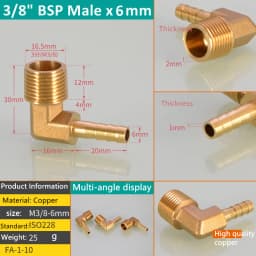 Pagoda Connector 6 8 10 12 13 14 16mm Hose Barb Connector Tail Thread 1/8 1/4 3/8 1/2 3/4 1BSP Thread Brass Pipe Fittings Elbow