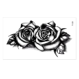 Waterproof Double Rose Temporary Tattoo Sticker Flower Rose Flash Sexy Fake Black Rose Tattoos Body Art Arm Fake Sleeve Tattoo