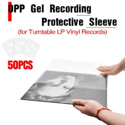 LEORY 50PCS OPP Gel Record Protective Cover for Turntable Player LP Vinyl Record Self-adhesive Record Bag 12" 32.3cm * 32cm