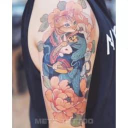 Tatoo Waterproof Cat Japanese Cute Pet Arm Semi Permanent Tattoo Cat Animal Funny Tattoo Sticker Temporary Tattoos for Men Women
