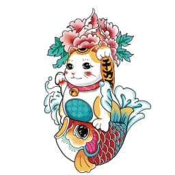 Tatoo Waterproof Cat Japanese Cute Pet Arm Semi Permanent Tattoo Cat Animal Funny Tattoo Sticker Temporary Tattoos for Men Women