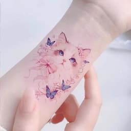 Tatoo Waterproof Cat Japanese Cute Pet Arm Semi Permanent Tattoo Cat Animal Funny Tattoo Sticker Temporary Tattoos for Men Women