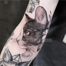 Tatoo Waterproof Cat Japanese Cute Pet Arm Semi Permanent Tattoo Cat Animal Funny Tattoo Sticker Temporary Tattoos for Men Women