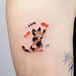 Tatoo Waterproof Cat Japanese Cute Pet Arm Semi Permanent Tattoo Cat Animal Funny Tattoo Sticker Temporary Tattoos for Men Women