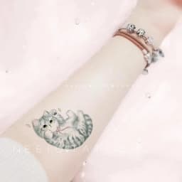 Tatoo Waterproof Cat Japanese Cute Pet Arm Semi Permanent Tattoo Cat Animal Funny Tattoo Sticker Temporary Tattoos for Men Women