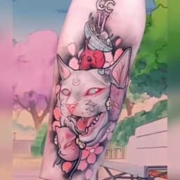 Tatoo Waterproof Cat Japanese Cute Pet Arm Semi Permanent Tattoo Cat Animal Funny Tattoo Sticker Temporary Tattoos for Men Women