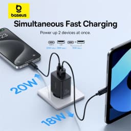 Baseus 20W USB Charger Support Type C PD Fast Charging Dual USB Port Portable Phone Charger For iPhone 17 16 15 14 13 12 Pro Max