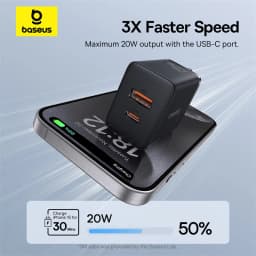 Baseus 20W USB Charger Support Type C PD Fast Charging Dual USB Port Portable Phone Charger For iPhone 17 16 15 14 13 12 Pro Max